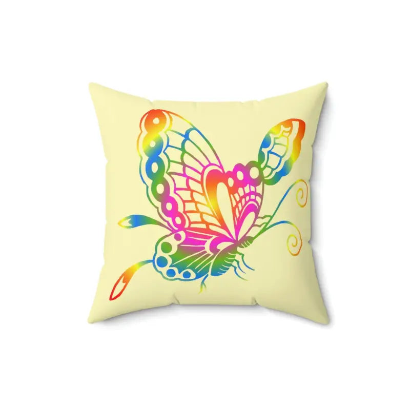 Fluttering Colors: Rainbow Butterfly Polyester Pillow - Home Decor