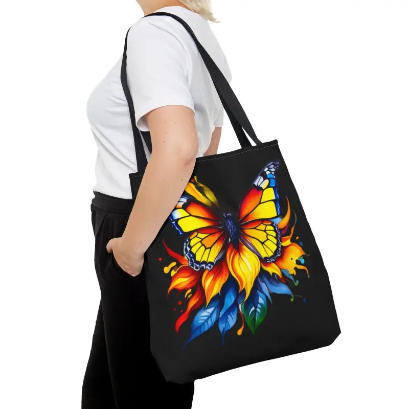 Vibrant Butterfly Print Tote Bag: Style Meets Functionality - Large Bags