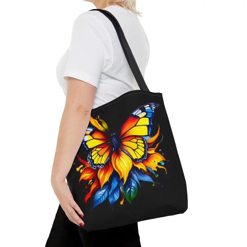 Vibrant Butterfly Print Tote Bag: Style Meets Functionality - Medium Bags