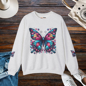 Vibrant Butterfly Heavy Blend Sweatshirt - Unisex Comfort - Dipaliz - Sweatshirts