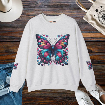 Your Style with Unisex Heavy Blend Butterfly Sweatshirt - Ash / s