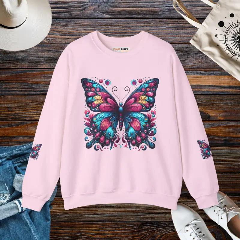 Your Style with Unisex Heavy Blend Butterfly Sweatshirt - Light Pink / s