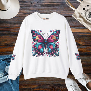 Vibrant Butterfly Heavy Blend Sweatshirt - Unisex Comfort - Dipaliz - Sweatshirts