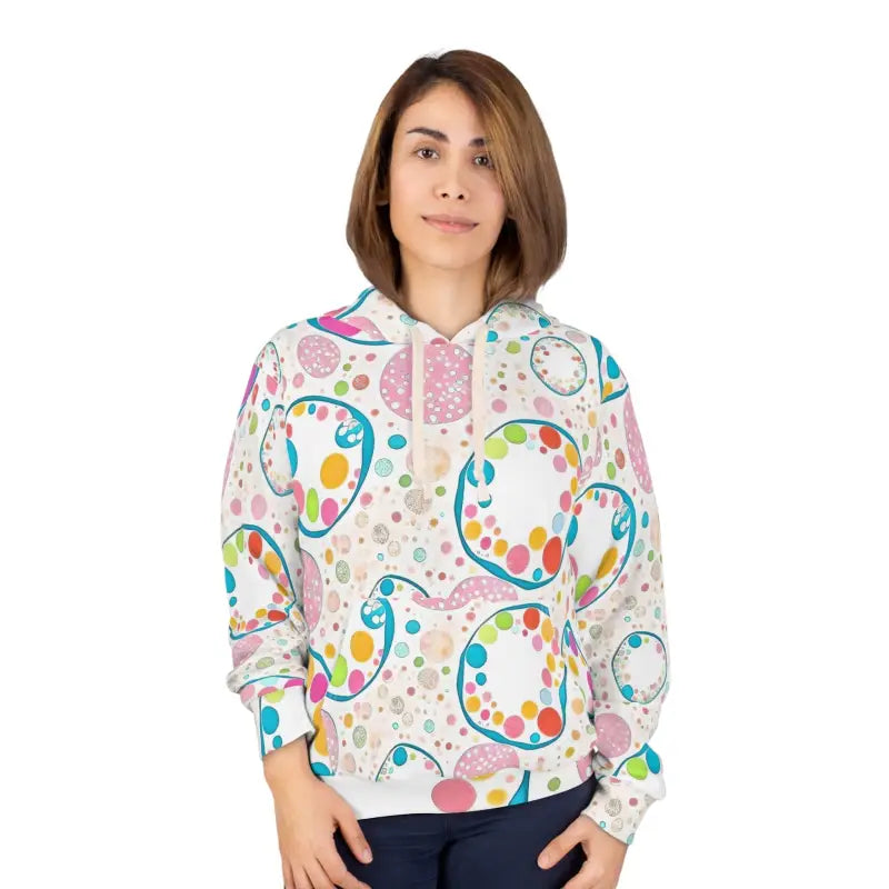 Unisex Pullover Hoodie in Vibrant Colored Circles Pattern - s All Over Prints