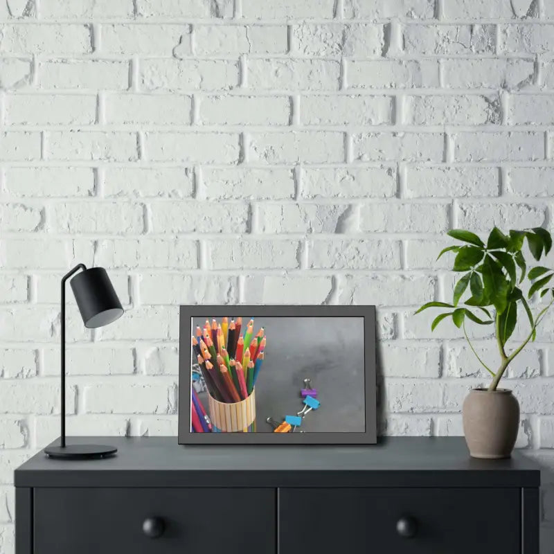 Vibrant Color Pencils with Sleek Stand for Artistic Flair - Poster