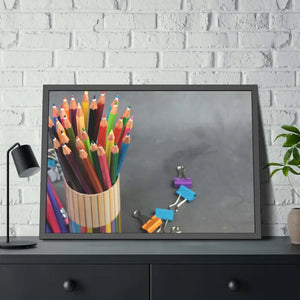 Framed Paper Posters Color Pencils Art Desk Decor - Dipaliz - Prints & Visual Artwork