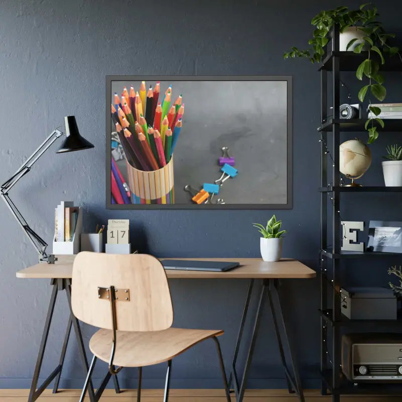 Vibrant Color Pencils with Sleek Stand for Artistic Flair - Poster