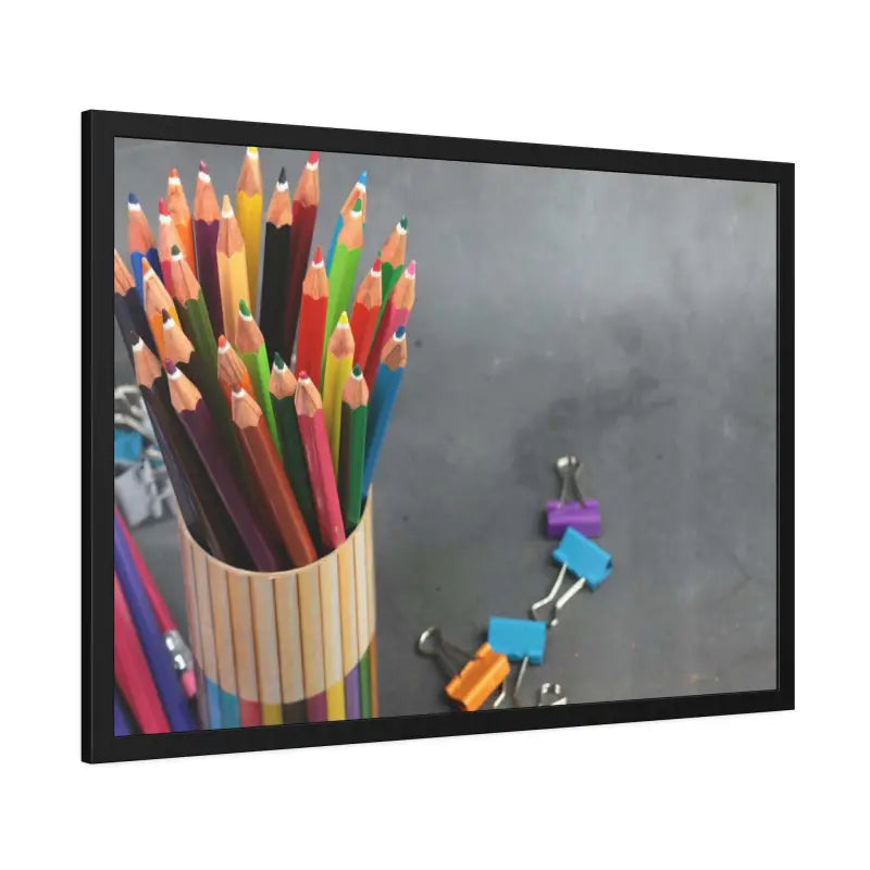 Vibrant Color Pencils with Sleek Stand for Artistic Flair - Poster