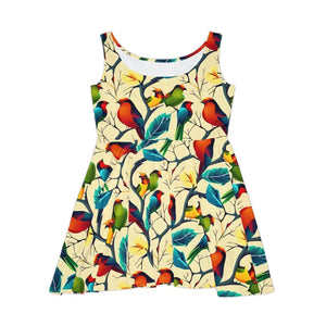 Women’s Skater Dress Colorful Birds Print Comfort Style Dipaliz - Dresses