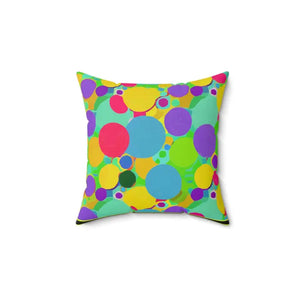 Colorful Circles Abstract Spun Polyester Square Pillow - Dipaliz - 14’’ × - Throw Pillows