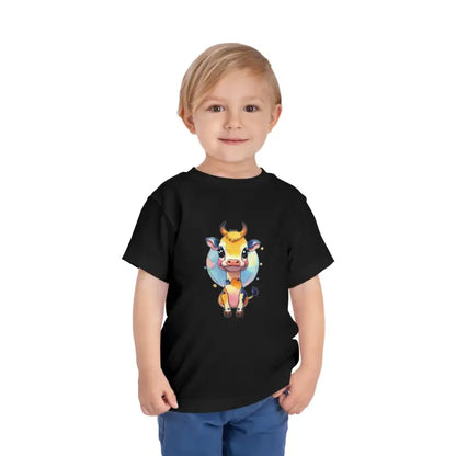 Colorful Cow Short Sleeve Tee - Unleash the Fun! - Black / 2t Kids Clothes