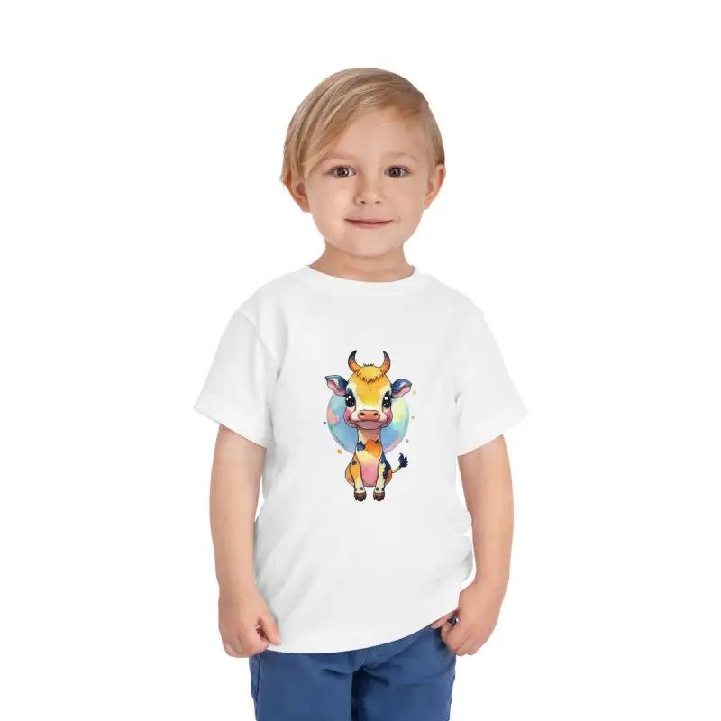 Colorful Cow Short Sleeve Tee - Unleash the Fun! - White / 2t Kids Clothes