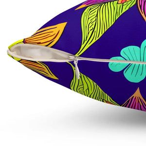 Colorful Flower Mandal Spun Polyester Square Pillow - Dipaliz - Throw Pillows