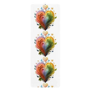 Rubber Yoga Mat - Colorful Heart Design - Dipaliz - 24” x 68” - & Pilates