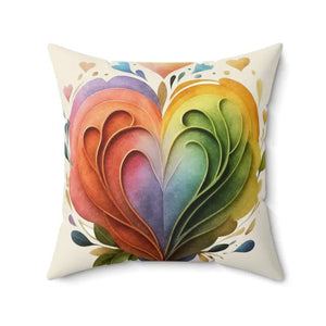 Colorful Hearts Polyester Square Pillow - Bold Cozy Style - Dipaliz - Throw Pillows