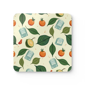 Vibrant Cork Coaster Lemon Ice Cubes Set - Dipaliz - Coasters