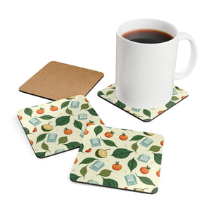 Vibrant Cork Coaster Lemon Ice Cubes Set - Dipaliz - Coasters