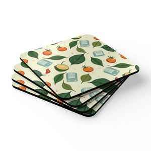 Vibrant Cork Coaster Lemon Ice Cubes Set - Dipaliz - Coasters