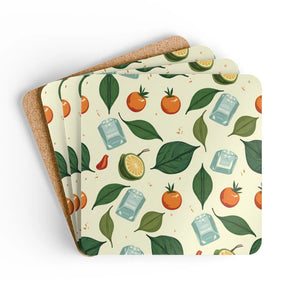 Vibrant Cork Coaster Lemon Ice Cubes Set - Dipaliz - Coasters