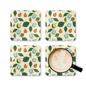 Vibrant Cork Coaster Lemon Ice Cubes Set - Dipaliz - Coasters