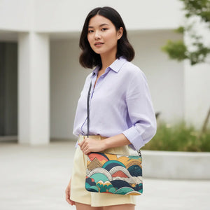 Vibrant Crossbody Bag - Retro Colored Abstract Faux Leather - Dipaliz - Cross Body Bags