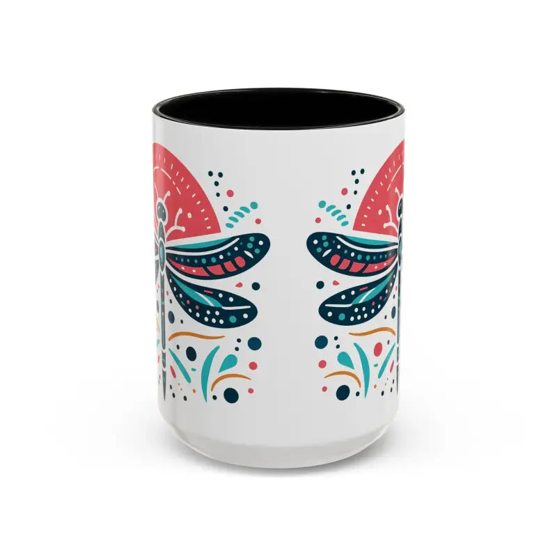 Vibrant Dragonfly Accent Coffee Mug for your Routine - 15oz / Black