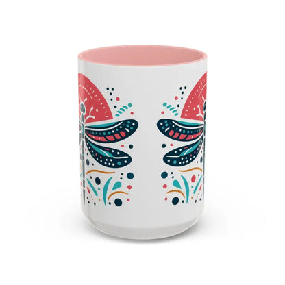 Vibrant Dragonfly Accent Coffee Mug for your Routine - 15oz / Pink