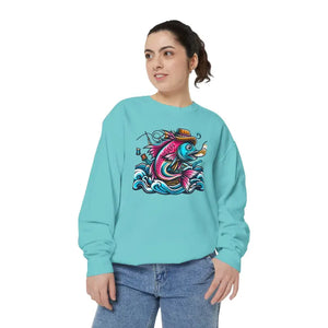 Vibrant Fish Sweatshirt - Cozy Ocean Vibes Cotton Blend - Dipaliz - Sweatshirts
