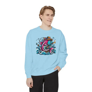 Vibrant Fish Sweatshirt - Cozy Ocean Vibes Cotton Blend - Dipaliz - Sweatshirts