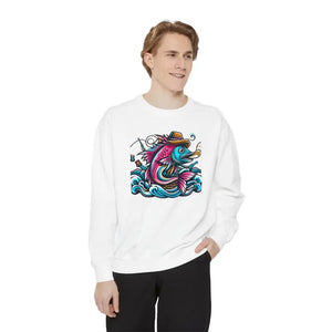 Vibrant Fish Sweatshirt - Cozy Ocean Vibes Cotton Blend - Dipaliz - Sweatshirts
