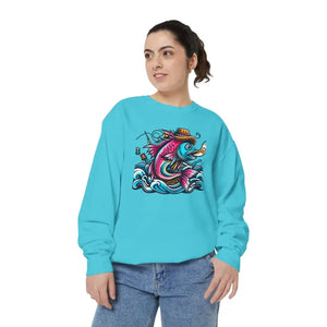 Vibrant Fish Sweatshirt - Cozy Ocean Vibes Cotton Blend - Dipaliz - Sweatshirts