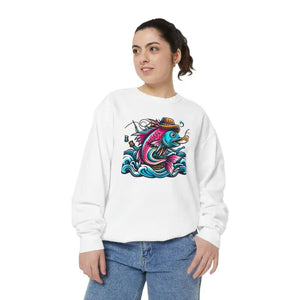 Vibrant Fish Sweatshirt - Cozy Ocean Vibes Cotton Blend - Dipaliz - Sweatshirts