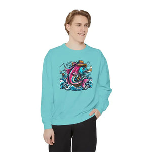 Vibrant Fish Sweatshirt - Cozy Ocean Vibes Cotton Blend - Dipaliz - Sweatshirts