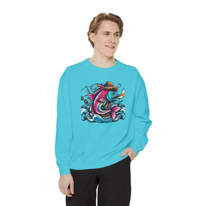 Vibrant Fish Sweatshirt - Cotton Blend Garment-dyed - Dipaliz - Sweatshirts