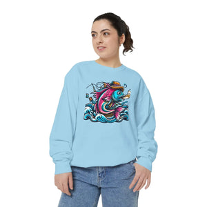 Vibrant Fish Sweatshirt - Cotton Blend Garment-dyed - Dipaliz - Sweatshirts