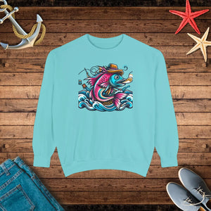 Vibrant Fish Sweatshirt - Cotton Blend Garment-dyed - Dipaliz - Sweatshirts