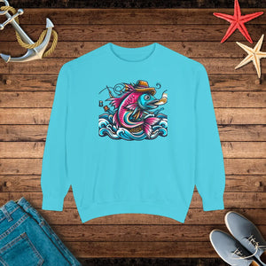 Vibrant Fish Sweatshirt - Cotton Blend Garment-dyed - Dipaliz - Sweatshirts