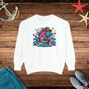 Vibrant Fish Sweatshirt - Cotton Blend Garment-dyed - Dipaliz - Sweatshirts