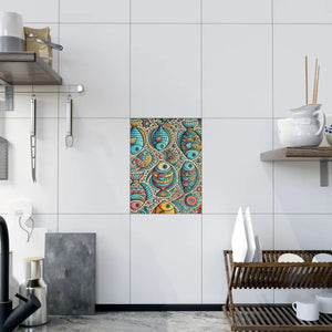 Home Decor - Vibrant Fishes Ceramic Photo Tile - Colorful Wall - Dipaliz