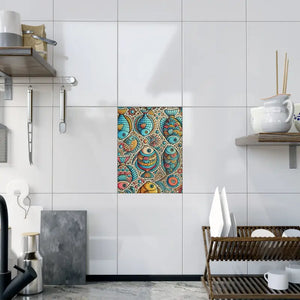 Home Decor - Vibrant Fishes Ceramic Photo Tile - Colorful Wall - Dipaliz