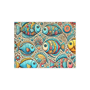 Home Decor - Vibrant Fishes Ceramic Photo Tile - Colorful Wall - Dipaliz