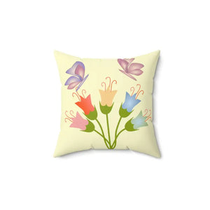 Polyester Square Pillow - Vibrant Flower Bunch Double Print - Dipaliz - 14’’ × - Throw Pillows