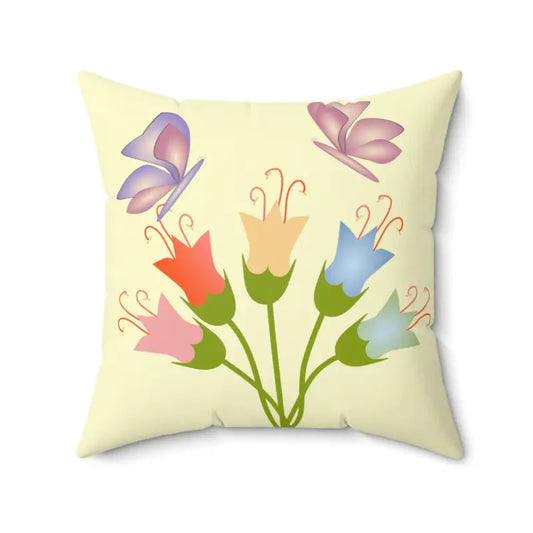 Vibrant Flower Bunch Polyester Square Throw Pillows - 20’’ × Home Decor