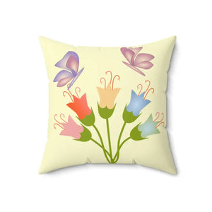 Polyester Square Pillow - Vibrant Flower Bunch Double Print - Dipaliz - Throw Pillows