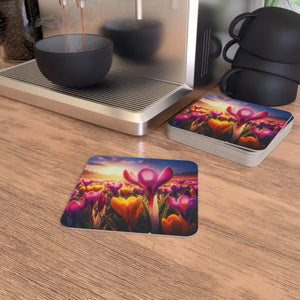 Vibrant Floral Coasters - Bold Home Decor Accents - Dipaliz - 4’’ × / 50 Piece