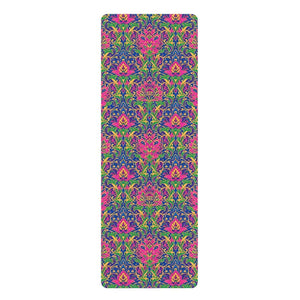 Vibrant Floral Rubber Yoga Mat - Non-slip Grippy Surface - Dipaliz - 24” x 72” - & Pilates Mats