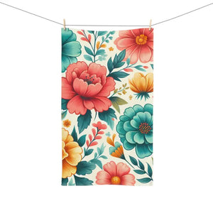 Vibrant Floral Hand Towel Super Soft Spring Kitchen Decor Dipaliz - White Base / 28’’ × 16’’ - Towels