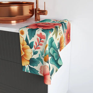 Vibrant Floral Hand Towel Super Soft Spring Kitchen Decor Dipaliz - White Base / 28’’ × 16’’ - Towels