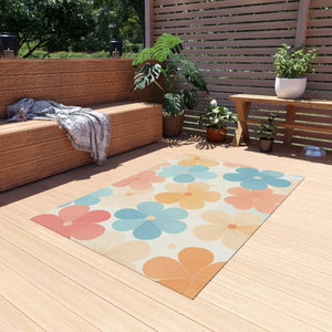 Blossom Haven Outdoor Rug – Creamy Backdrop - Dipaliz - Rugs