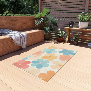 Blossom Haven Outdoor Rug – Creamy Backdrop - Dipaliz - Rugs